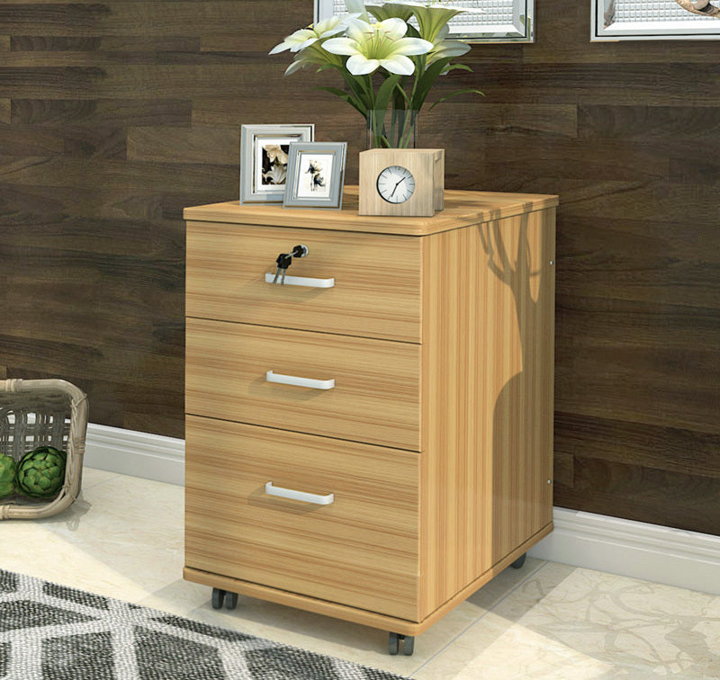 Natural Oak 3 Drawer Bedside Table with Wheels for Bedroom Storage