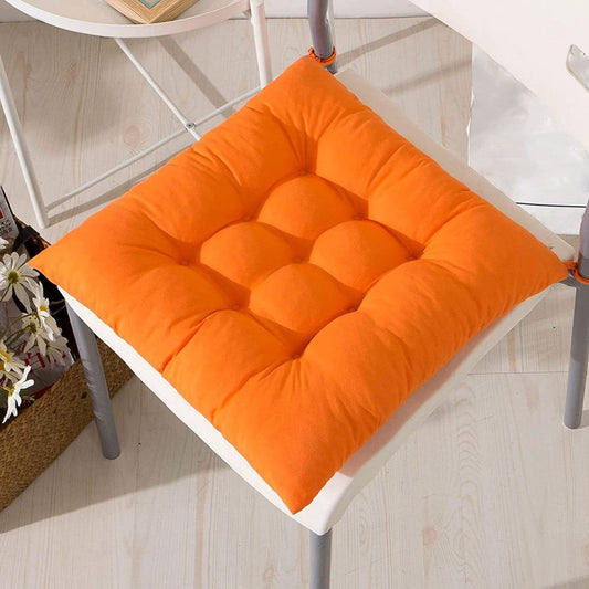 Comfortable Cotton Seat Cushion for Dining or Office Chair Orange