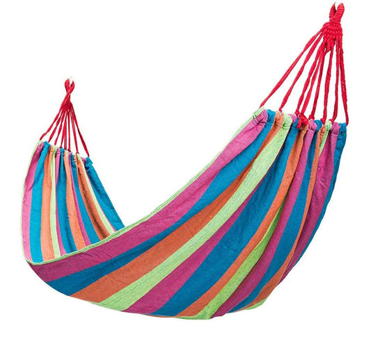 Large 2-Person Cotton Hammock with Carry Bag Colourful Stripes