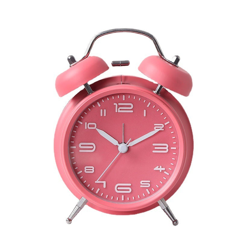 Charming Twin Bell Alarm Clock for Kids and Teens Pink