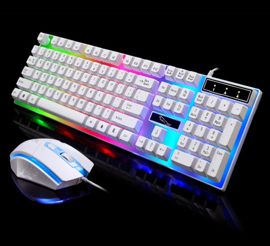 RGB Wired Gaming Keyboard and Mouse Combo Set with White Backlighting