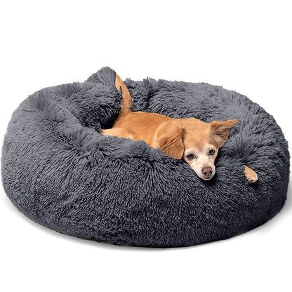 70cm Cozy Plush Soft Fluffy Pet Bed for Dogs and Cats Dark Grey