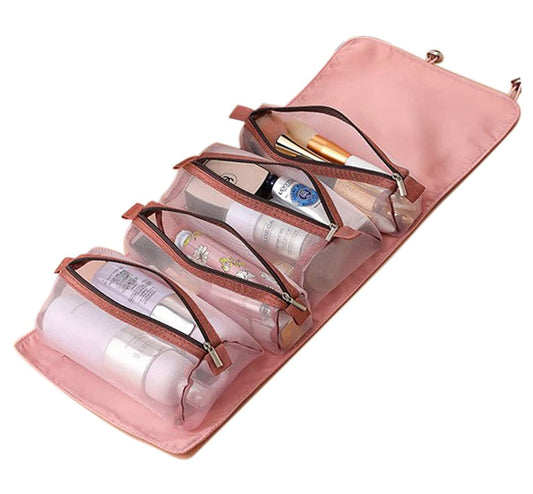 Large 4 in 1 Makeup Pouch Set Portable Cosmetic Organizer Travel Toiletry Hanging Bag