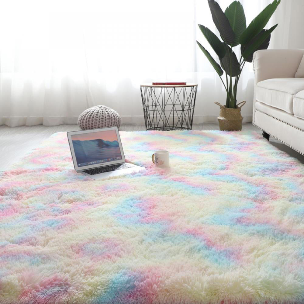 4m Extra Large 400 x 200 Soft Comfortable Shag Rug Rainbow