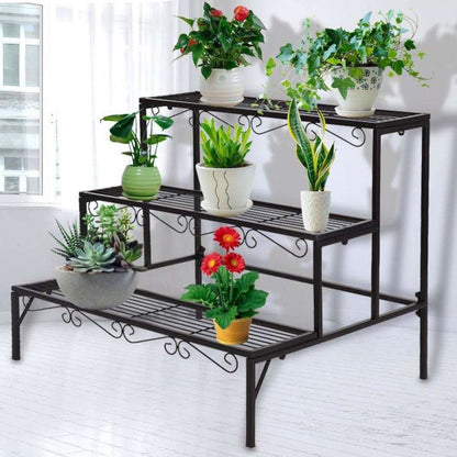 Elegant Metal Garden Plant Stand Shelf Display Rack Flower Pot Holder Organizer