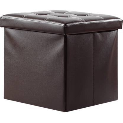 50L Foldable Storage Ottoman PU Leather Dark Brown