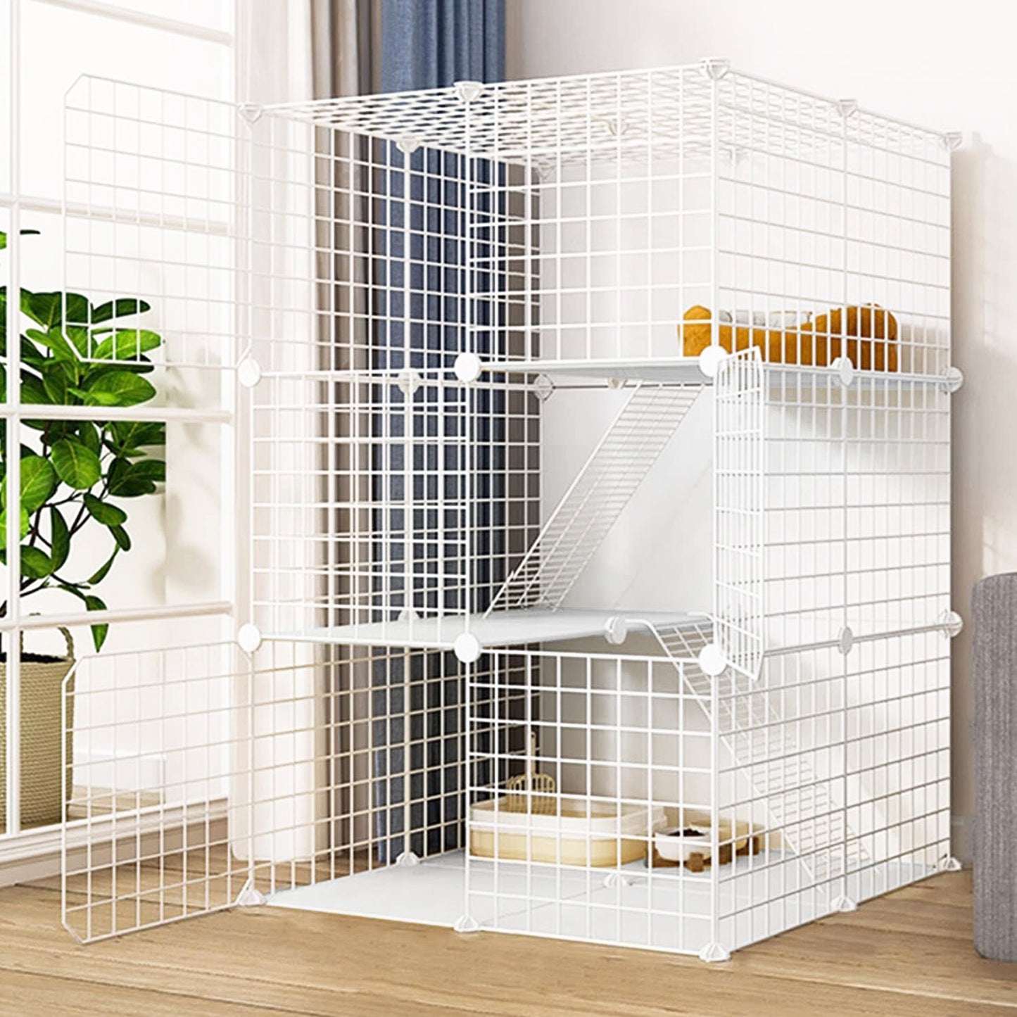 Large Pet Home Cat Cage Metal Wire Kennel Playpen Exercise Crate White