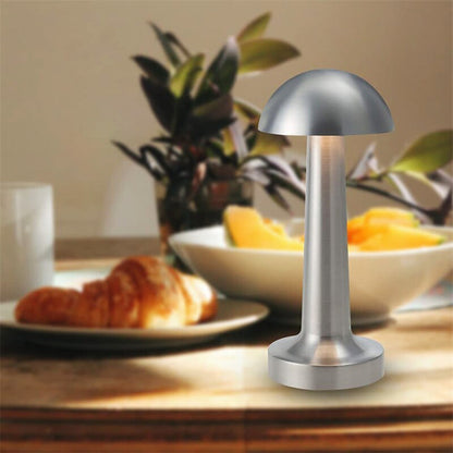 Cordless Touch Sensor LED Table Lamp Modern Night Light Silver Dome