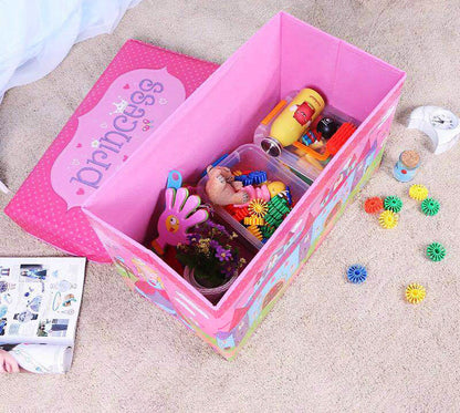 Princess Foldable Toy Storage Stool Pink