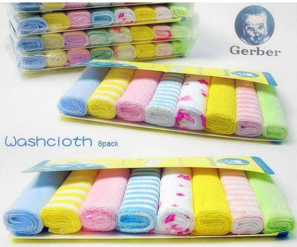 8 Pack Soft Baby Face Washers Hand Towels Gentle for Sensitive Skin