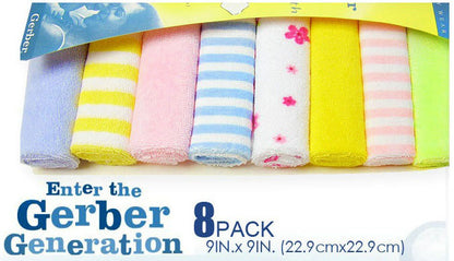 8 Pack Soft Baby Face Washers Hand Towels Gentle for Sensitive Skin