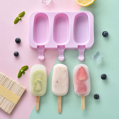 Silicone Ice Cream Popsicle 3-Piece Moulds for Homemade Treats