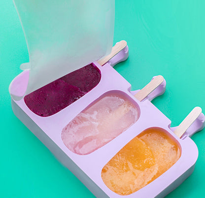 Silicone Ice Cream Popsicle 3-Piece Moulds for Homemade Treats