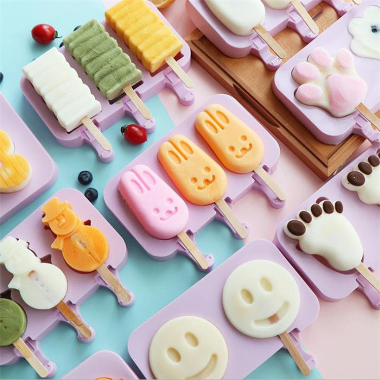 Silicone Ice Cream Popsicle 3-Piece Moulds for Homemade Treats