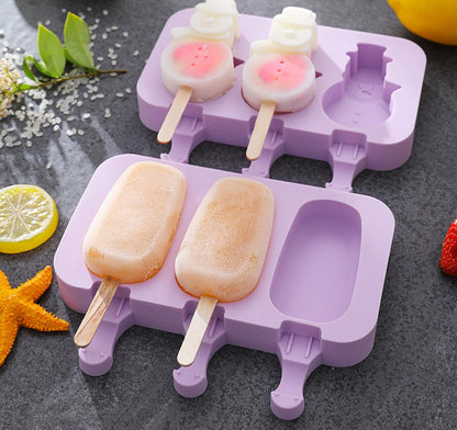 Silicone Ice Cream Popsicle 3-Piece Moulds for Homemade Treats