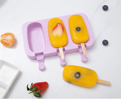 Silicone Ice Cream Popsicle 3-Piece Moulds for Homemade Treats