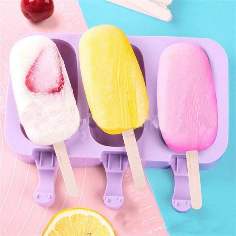 Silicone Ice Cream Popsicle 3-Piece Moulds for Homemade Treats