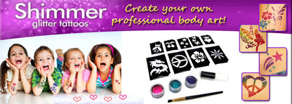 Shimmer Glitter Temporary Tattoos Party Art Kit with Brush for Kids and Adults