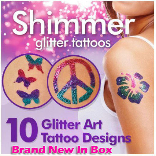 Shimmer Glitter Temporary Tattoos Party Art Kit with Brush for Kids and Adults