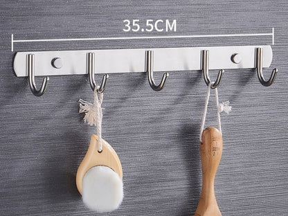 Heavy Duty Stainless Steel 5 Hook Rail for Kitchen and Bathroom Hanging