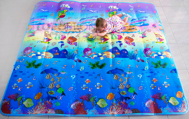 2m Double Sided Ocean Alphabet Animal Fun Play Mat for Kids and Babies