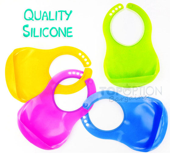 Waterproof Adjustable Bib with Food Catcher for Babies and Toddlers