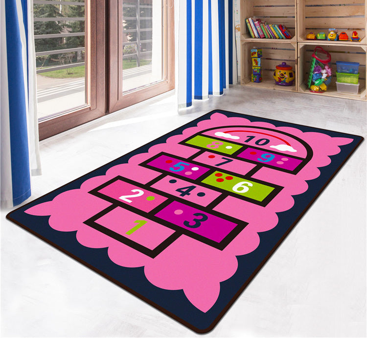 160 x 100 Hopscotch Girls Bedroom Play Mat Kids Rug Pink