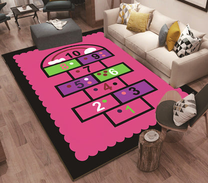 160 x 100 Hopscotch Girls Bedroom Play Mat Kids Rug Pink