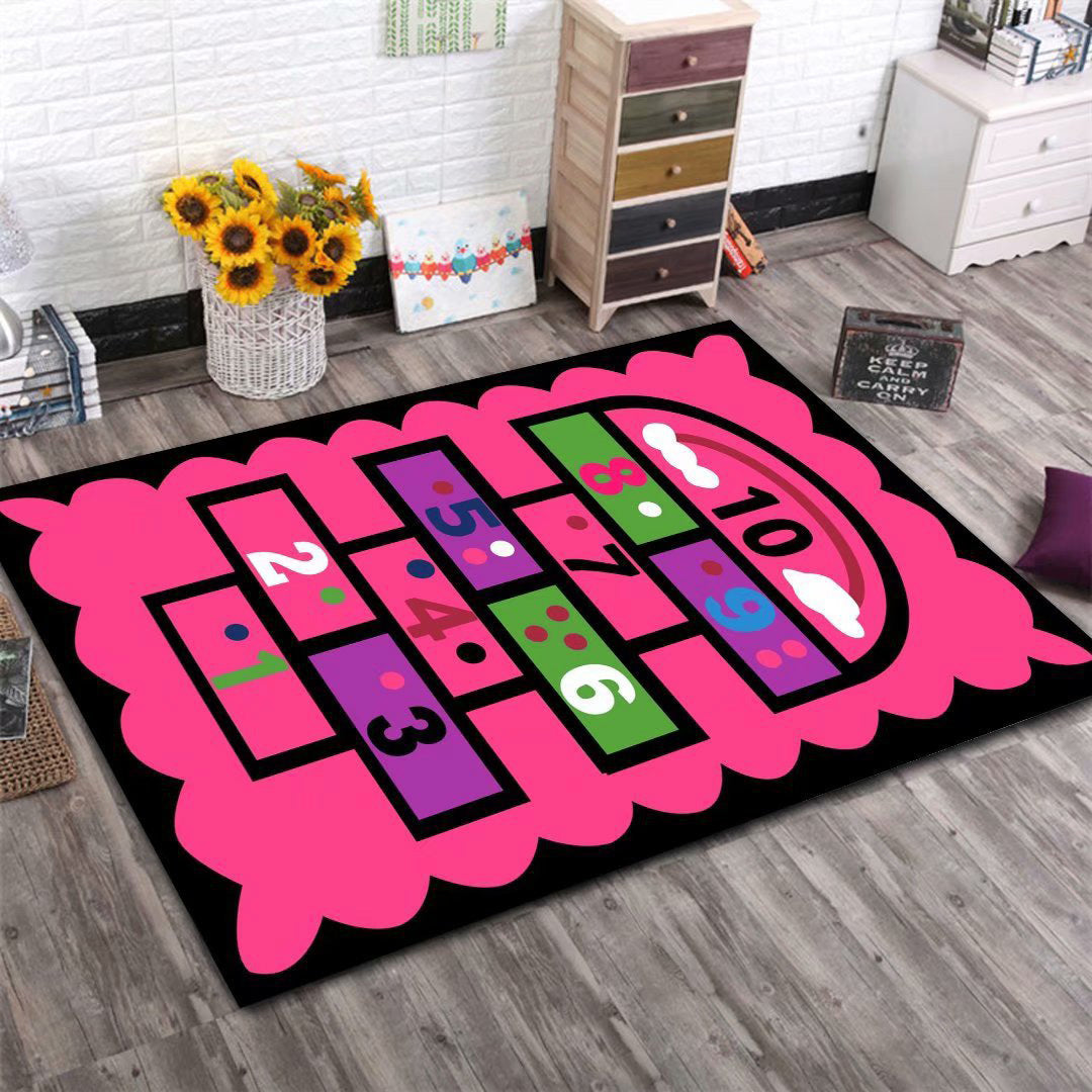 160 x 100 Hopscotch Girls Bedroom Play Mat Kids Rug Pink