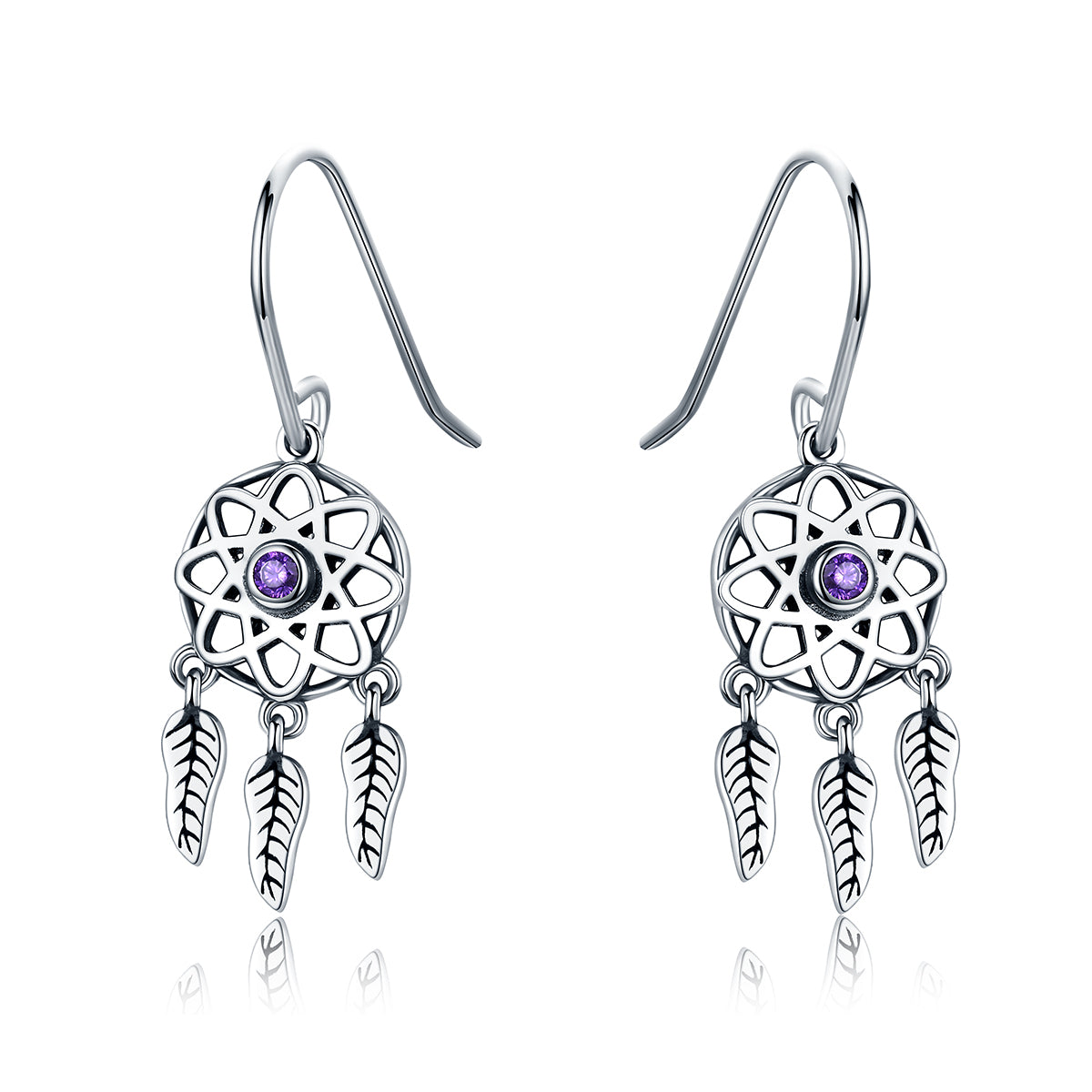 Sterling Silver Dream Catcher Dangle Earrings for Women Boho Jewelry