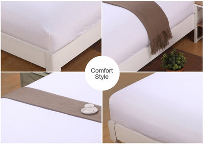 King Size 3-Piece Bed Set Fitted Sheet and Pillowcases White