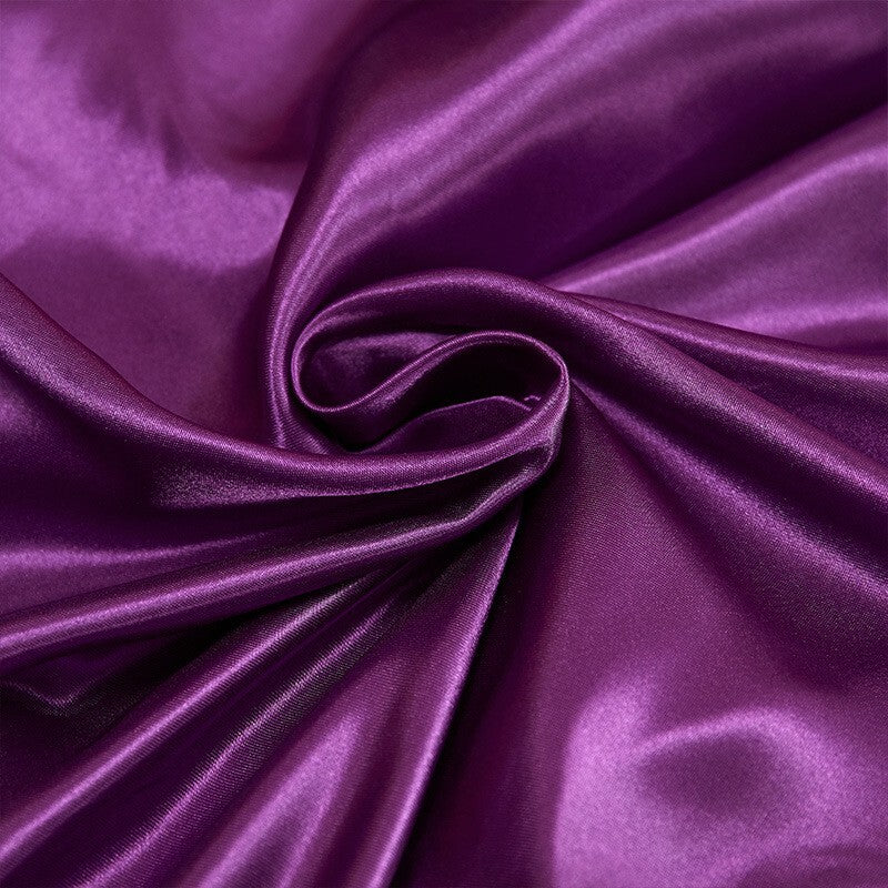 King Size Silky Satin Bed Sheet Set Luxurious Soft Bedding Purple