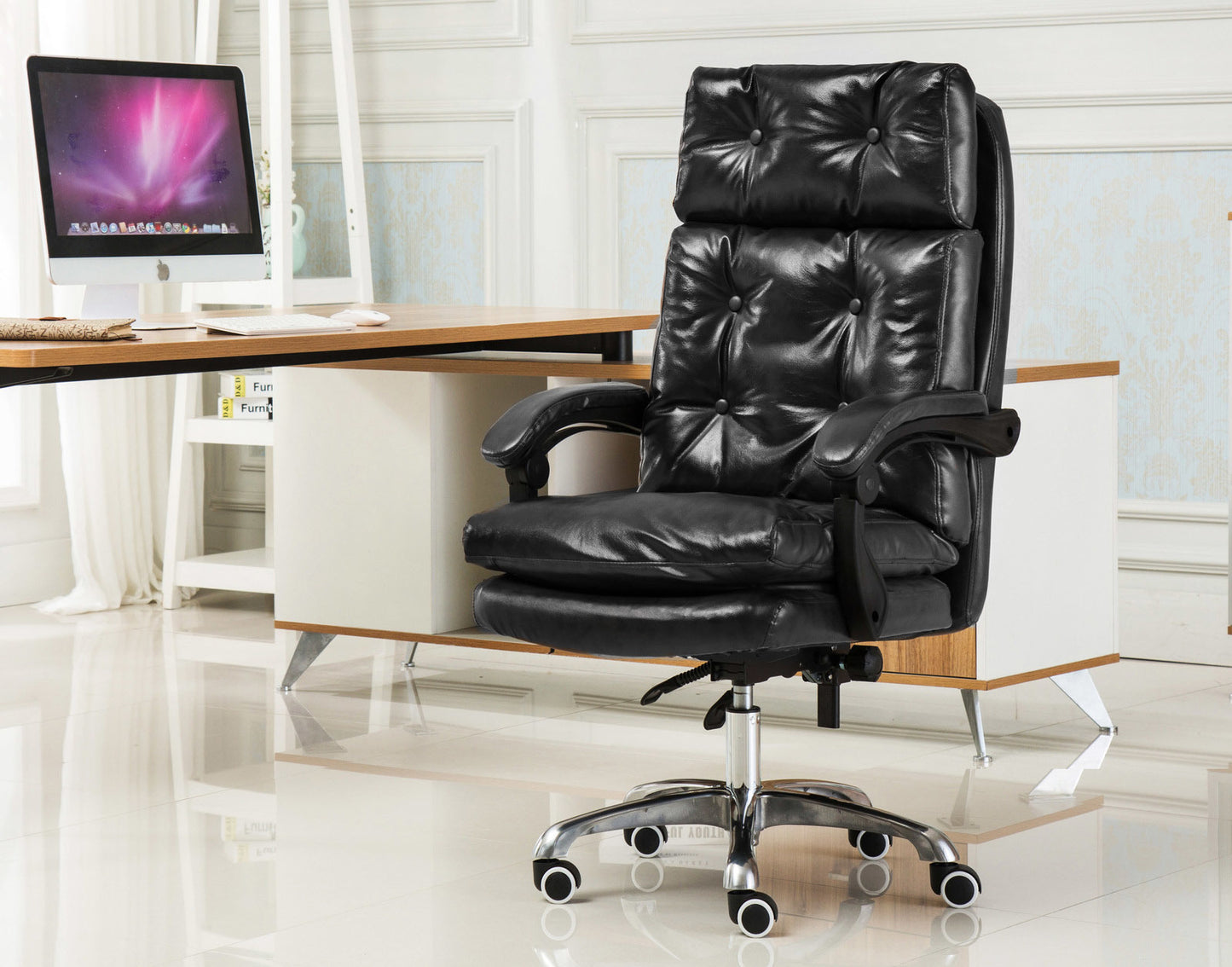 Executive Premium Plush Reclining Office Chair Black