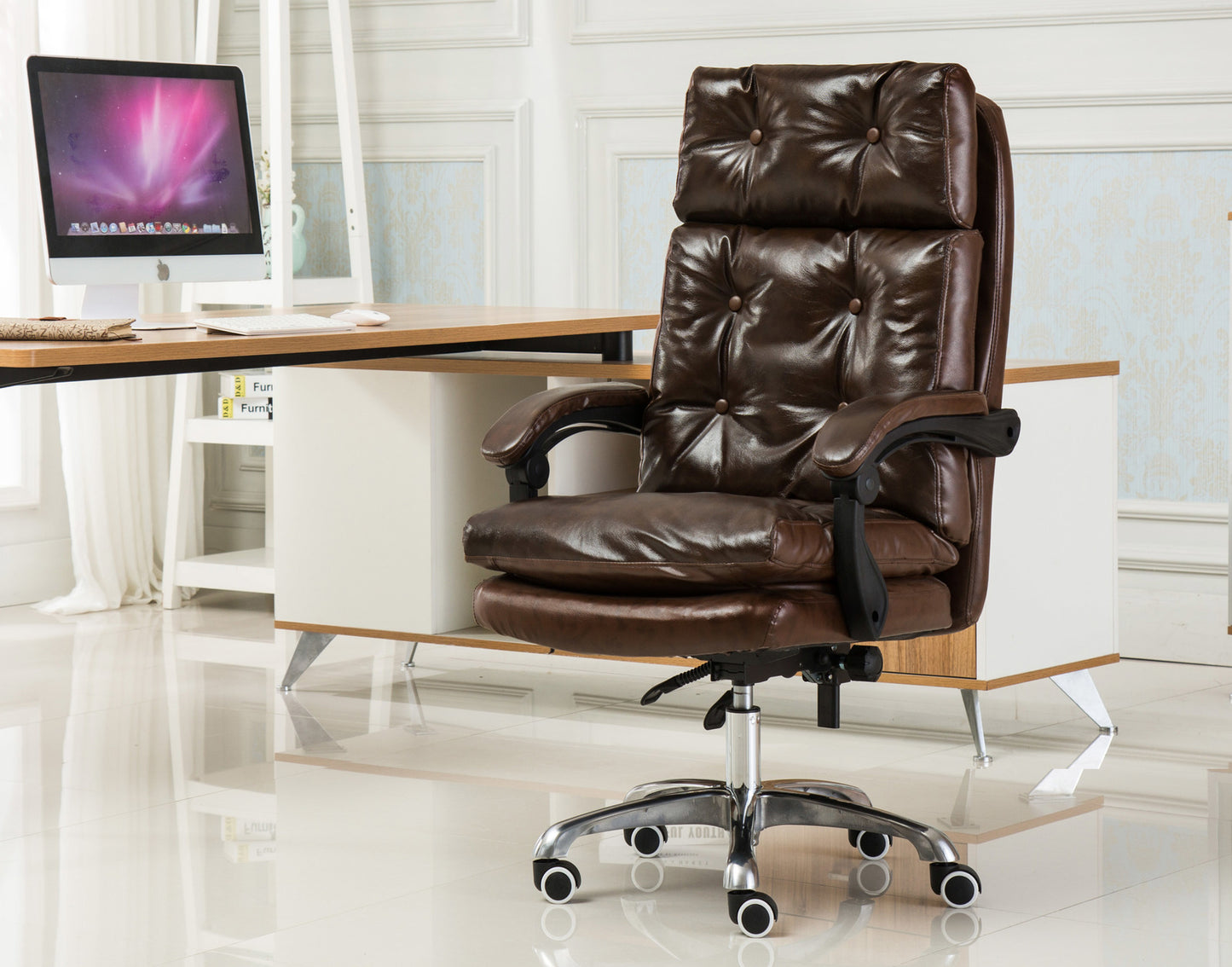 Executive Reclining Office Chair Ergonomic Comfort Dark Brown