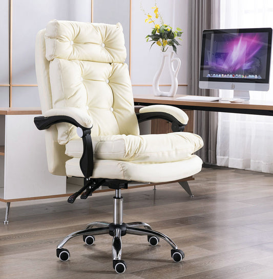 Premium Plush Executive Reclining Office Chair White