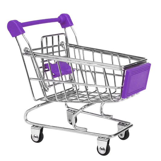 Miniature Shopping Cart Toy for Kids Supermarket Trolley Playset Purple