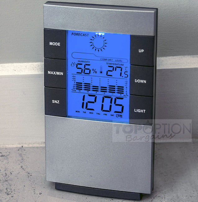 2 x Multifunction Desk Weather Station Alarm Clock with Temperature Display