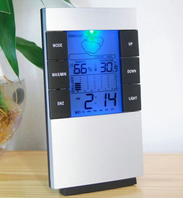 2 x Multifunction Desk Weather Station Alarm Clock with Temperature Display