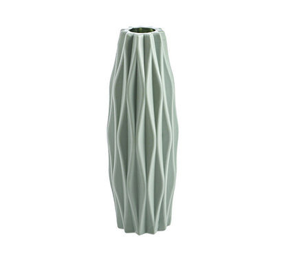 Elegant Ceramic Look Plastic Flower Vase Sage Green