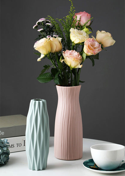 Elegant Ceramic Look Plastic Flower Vase Sage Green