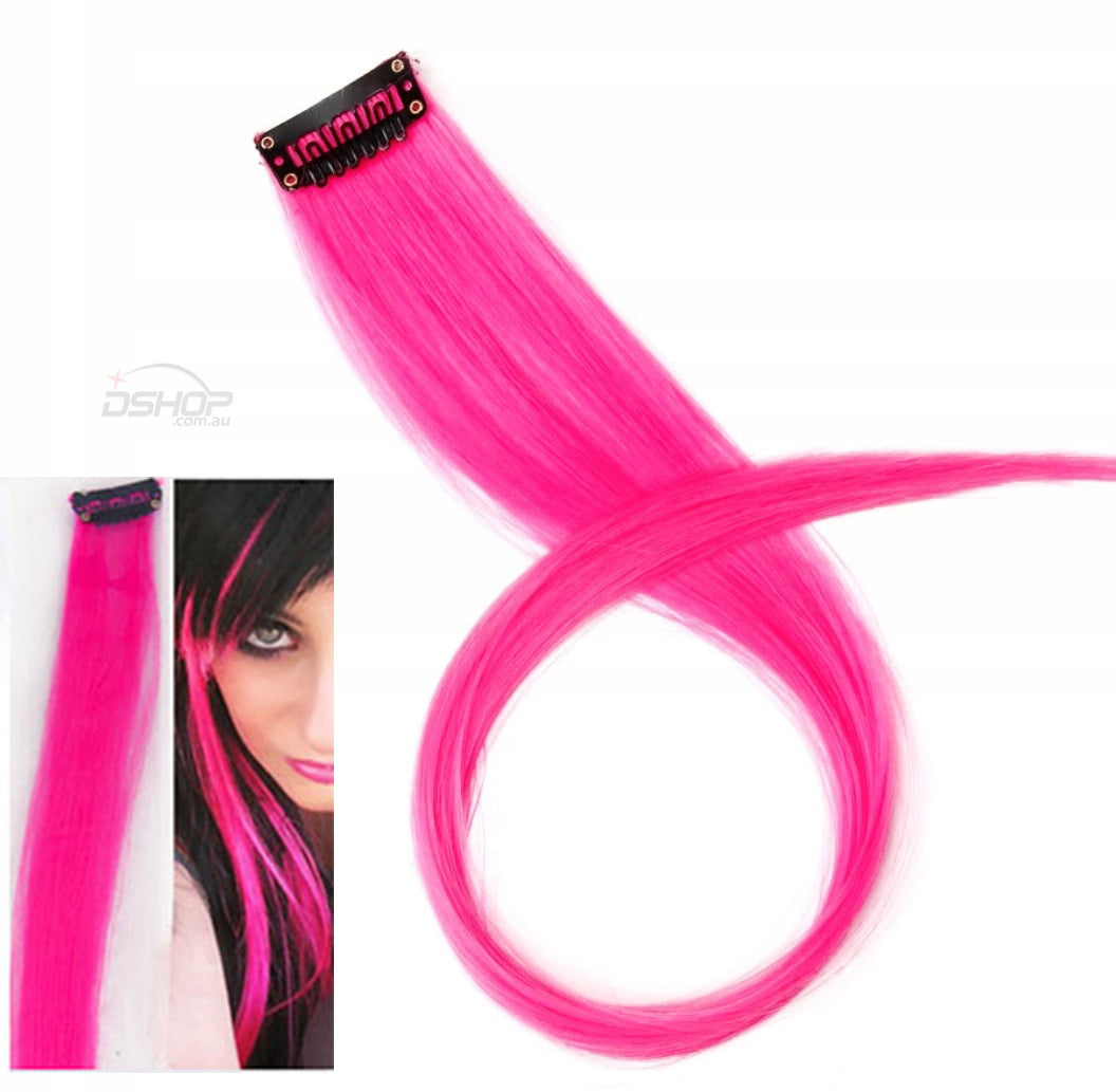 Vibrant Clip In Hair Extension Highlight Fuchsia Pink