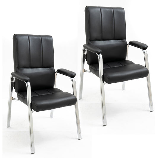 Set of 2 Premium Executive Office Visitor Conference Chairs Black