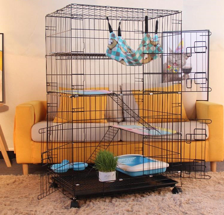 XL Large 4 Tier Cat Bird Cage Playpen Exercise Crate for Pets