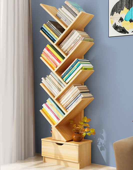 10 Shelf Stylish Modern Shelving Bookcase Organizer for Home and Office Oak