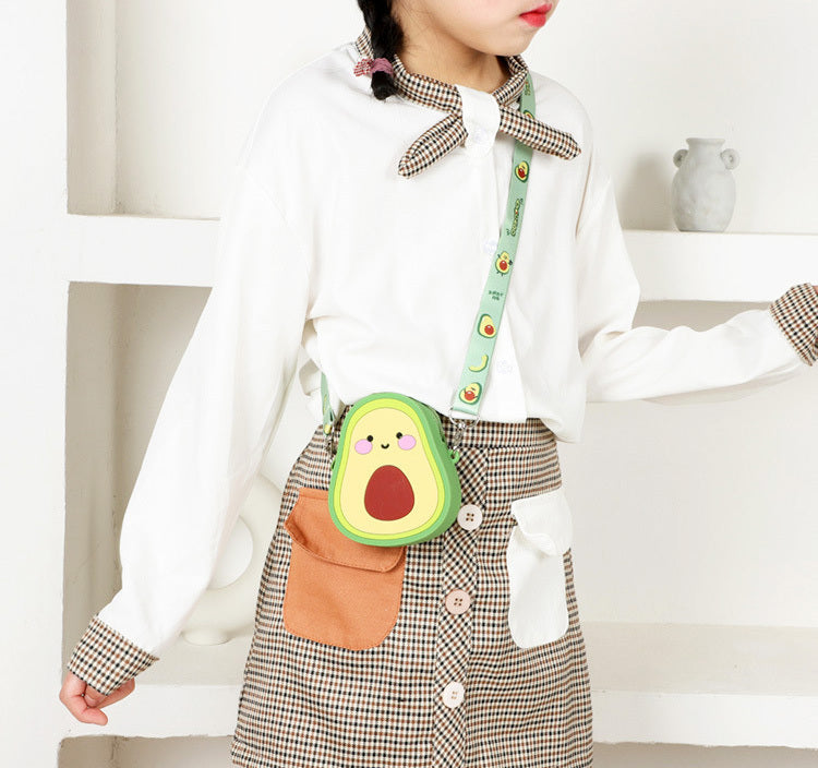 Cute Avocado Silicone Crossbody Bag for Girls