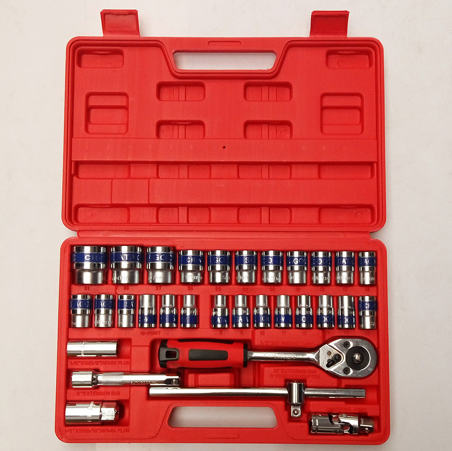 32-Piece 1/2" Drive Ratchet Socket Wrench Mechanics Tool Set