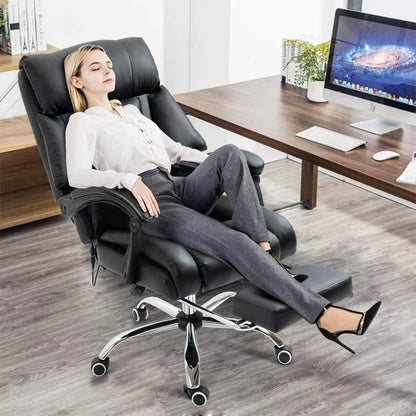 Luxury Executive Reclining Office Chair with Foot Rest Black