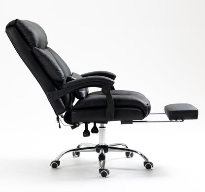 Luxury Executive Reclining Office Chair with Foot Rest Black