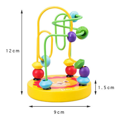 Interactive Wooden Bead Maze Toy for Toddlers Yellow Lion