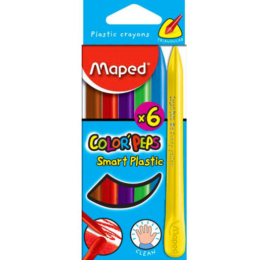 6 Pack Vibrant Plastic Crayons for Kids Art and Craft